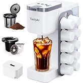 Tastyle Hot &amp; Iced Coffee Maker with Magnetic K-Pod Holder, Fits 7.3'' Mug | Stores 10 Pods, for K Cup &amp; Grounds, Compact for Home, Office &amp; RV, Brew 6-24oz Coffee, 40 oz Removable Tank, K330CH, White