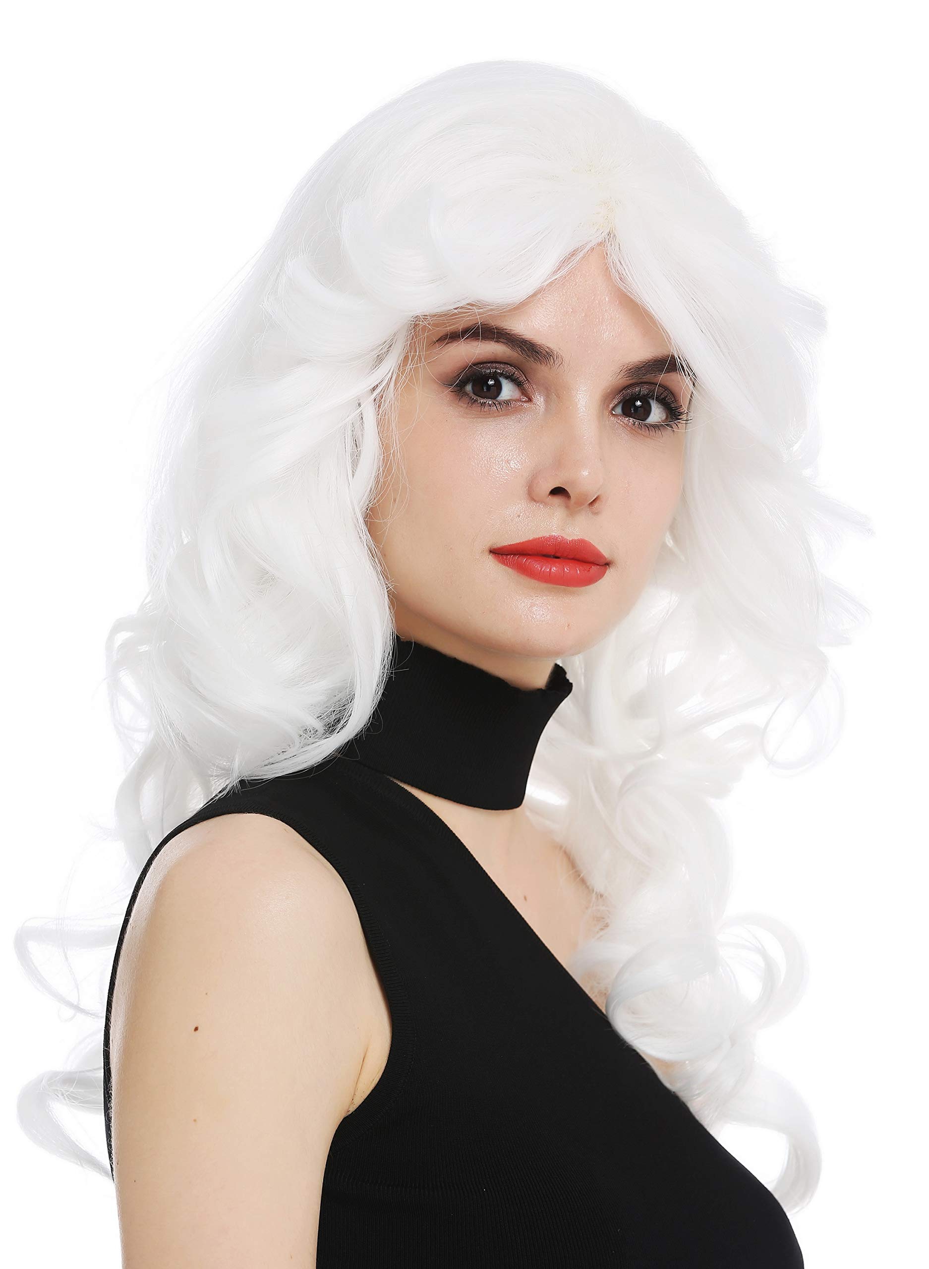 WIG ME UP - WL-3010-1001 wig women's wig parting backcombed voluminous curls curly white cosplay diva 80's vamp