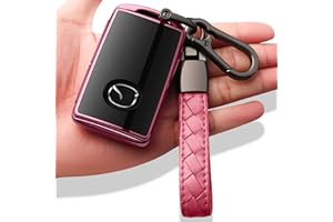 Sindeda for Mazda Key Fob Cover with Keychain Key Case Key Shell 360 Degree Full Protection Compatible with 2019-2024 Mazda 3, Mazda 3 Hatchback, 2020-2024 Mazda CX-5, CX-30, CX-9 Pink