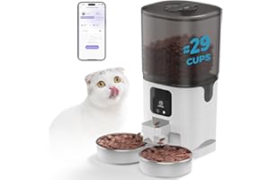 PAPIFEED 7L Automatic Cat Feeder for 2 Cats - 2.4G WiFi Timed Auto Feeder with APP Control, Cat Food Dispenser with Alexa for Multiple Cats, Detachable for Easy Clean, 1-10 Meals Per Day - White