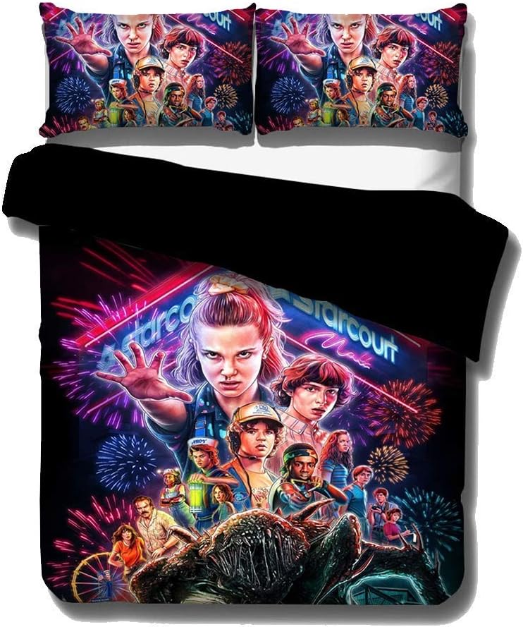 Penkya 3D Print Duvet Cover Set Single Double King Size Stranger Things Funny Print Duvet Bedding Set (2,135 x 200 cm)