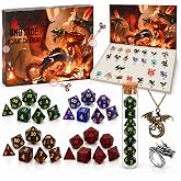 DND Dice Advent Calendar 2026 for Dungeons and Dragons RPG Dice Gift Set | RPG Dice Collection, 2026 Advent Calendar, 4 Themes of Dice Set, Storage Tube, Ring, Necklace