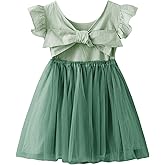Dutebare Toddler Girls Tulle Tutu Dress Linen Ruffle Tie Back Sleeveless Kids Princess Party Dresses
