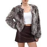 Amazhiyu Women's Faux Fur Zip Up Jacket Pockets Long Sleeve Winter Coat