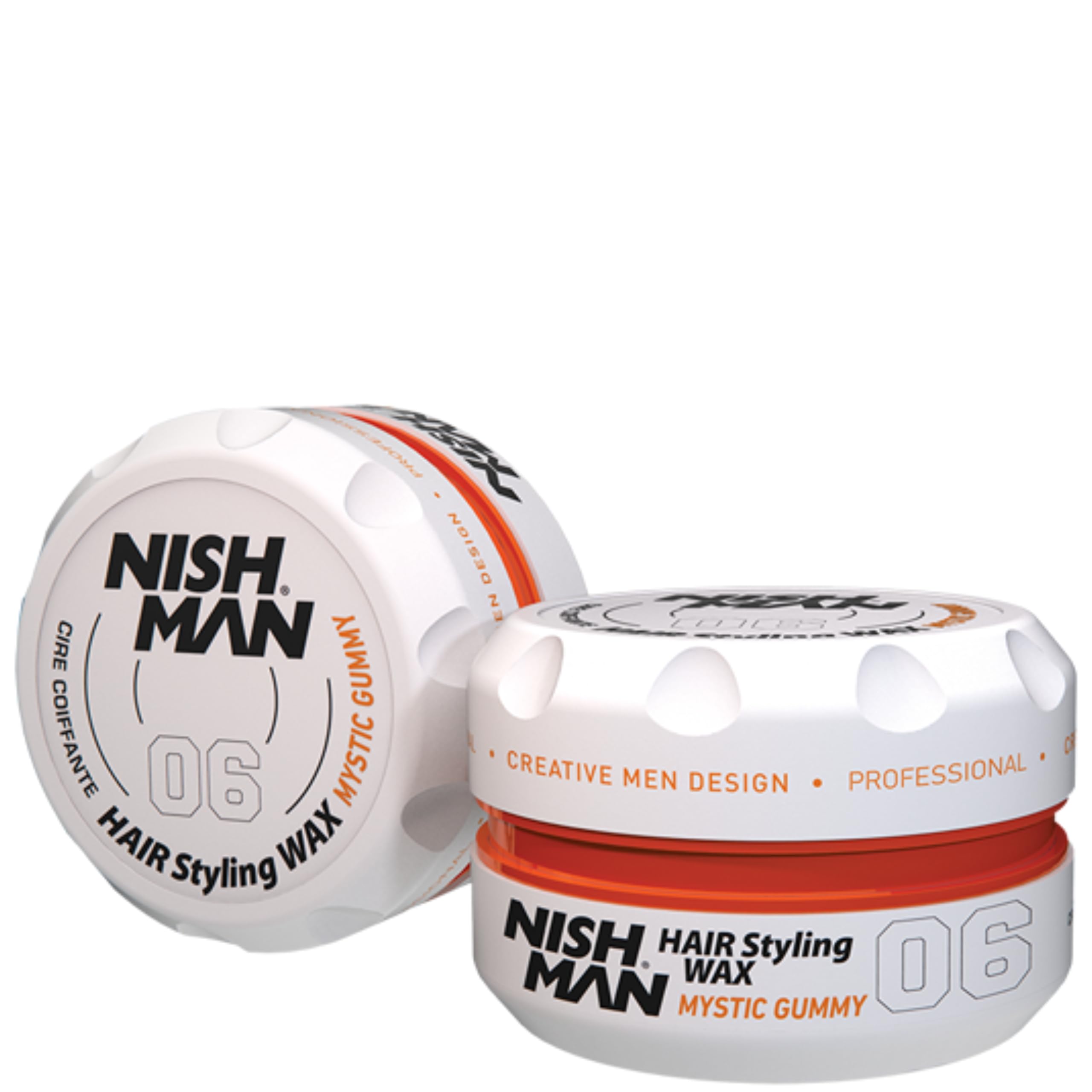 NISHMAN Hair Styling Wax for Men 06 - Mystic Gummy 150g - Peach Scent - Natural Shine Look - Strong Hold - Mens Hair Gel Aqua Wax- Long-Lasting Control and Definition