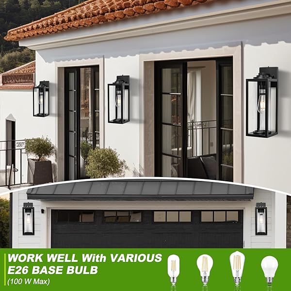 FILIYANO 16 INCH DUSK TO DAWN OUTDOOR WALL LIGHT – 2 PACK EXTERIOR WATERPROOF OUTSIDE LIGHTING, MODERN PORCH SCONCES, WALL MOUNTED FIXTURES, INDUSTRIAL ANTI-RUST MATTE BLACK LANTERN FOR FRONT DOOR