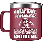 TIKMODERN Great Wife Coffee Mug Funny Gifts for Wife from Husband - 14oz Great Wife Stainless Steel Coffee Mug - Wife Gifts from Husband Wife Presents at Christmas