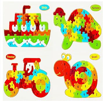 Mayatras Wooden ABC Alphabet Educational Learning Childrens Puzzle Jigsaw Kids Toy - Set of 8