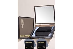 OKERKER Bamboo Charcoal Oil Blotting Paper - 300 Sheets w/Mirror, Puff & Refills, Absorbs Excess Face Oil, Controls Shine, Gentle for Makeup Use