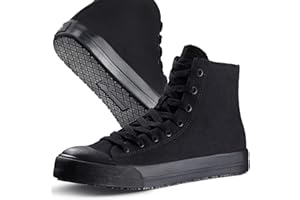 Convole Non-Slip Work Shoes for Men & Women, Unisex Oil & Water Slip-Resistant Sneakers for Food Service, Black High Top Restaurant Server Boots, Comfortable Casual Stain Resistant Chef Kitchen Shoes