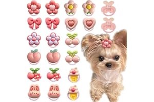 FGISAR 20 Pcs Small Dog Hair Bows with Rubber Bands Cute Puppy Bows Grooming Bowknot Topknot Flower Dog Hair Accessories for Small Dogs Girl Mix Style Handmade Hair Ties for Yorkie Shih tzu Maltese (Pink)