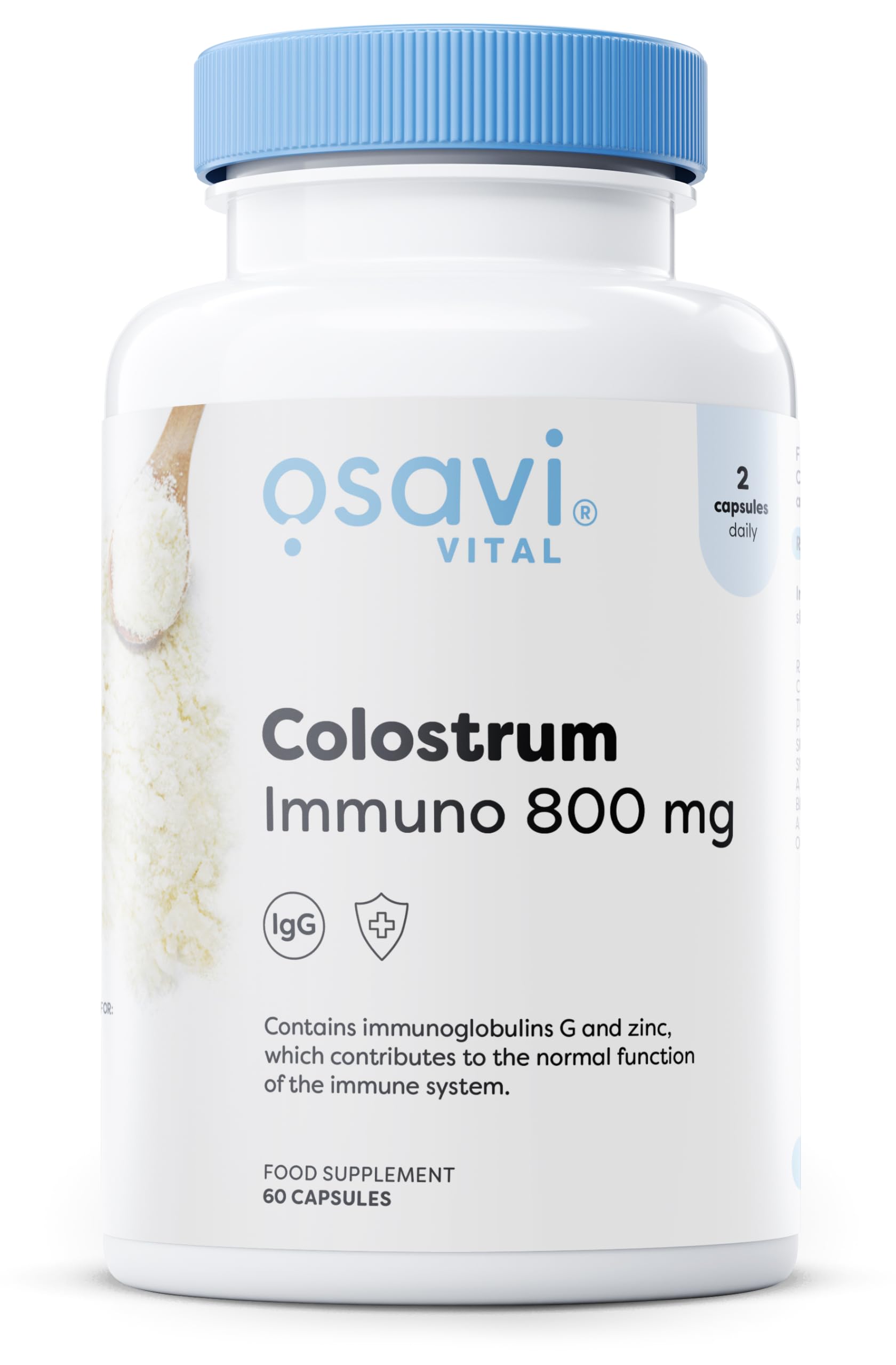 Osavi Colostrum Immuno 800mg – 60 Capsules | Bovine Colostrum with 18% Immunoglobulins G and Highly Absorbable Zinc Gluconate