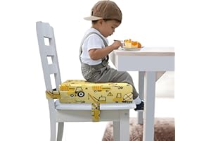 FUNCORITY Toddler Booster Seat for Dining Table, Portable Booster Seat for Kitchen Chair, 4 Inch High-Density Foam Cushion with Adjustable Safety Straps and Non-Slip Bottom, Perfect for Kids Travel and Daily