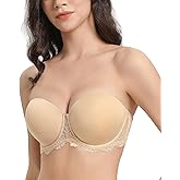 Lemorosy Women's Plus Size Full Coverage Underwire Red Carpet Multiway Contour Smoothing Lace Strapless Bra