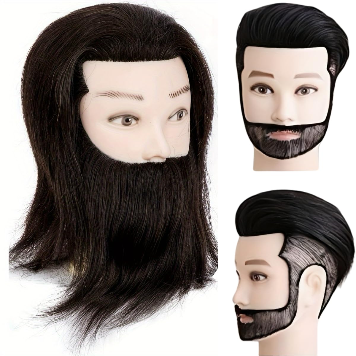 Photo 1 of Yiifiulyn Mannequin Head Human Hair, Cosmetology Students Training Doll Head for Hair Styling & Barber Mannequin Head Male for Practice Hair Cutting or Trim Beard