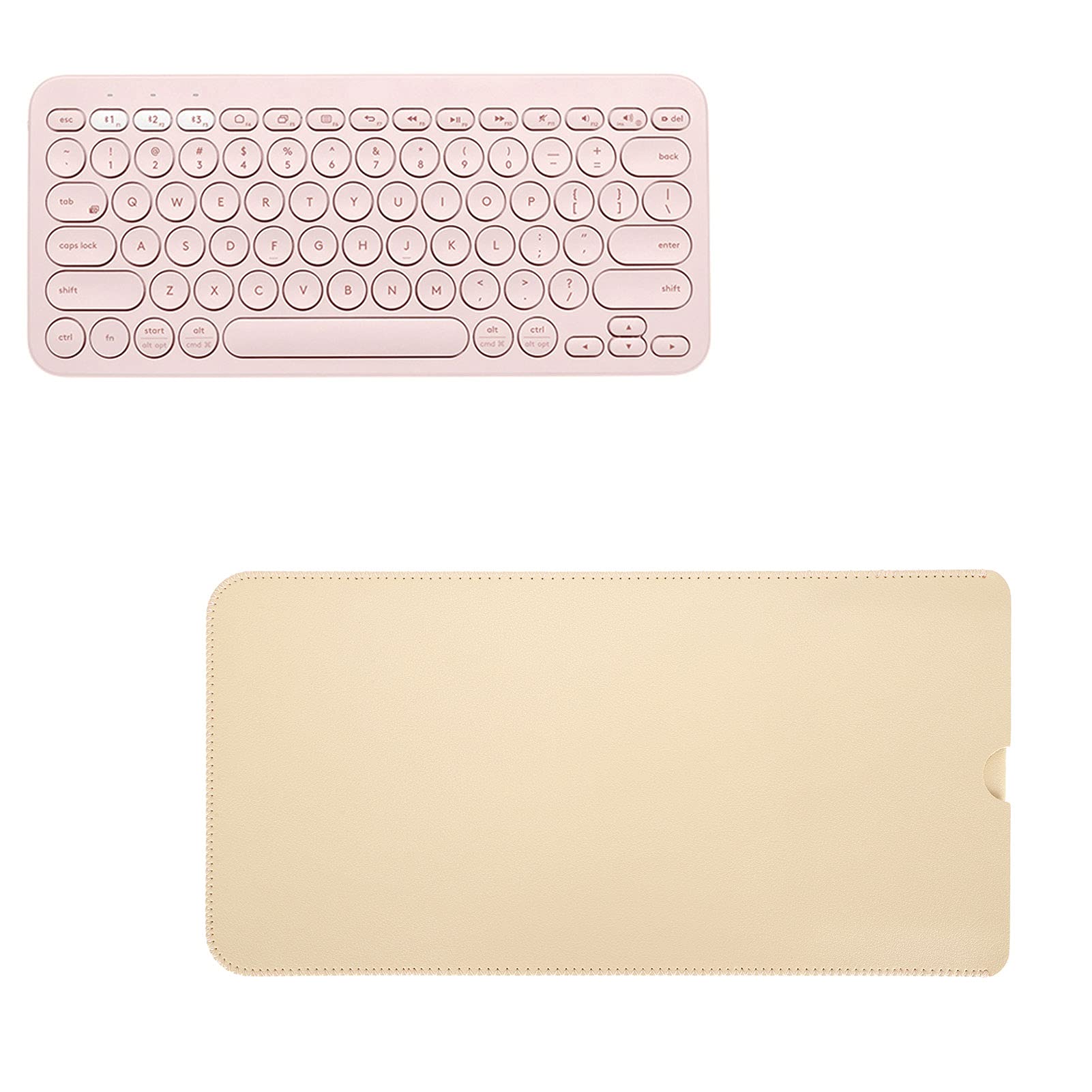 Leather Keyboard Sleeve for Logitech K380, Waterproof Soft Protective Keyboard Cover, Lightweight Portable Keyboard Case Cover (Light apricot)