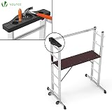 VOUNOT 3-in-1 Aluminium Scaffolding Ladder with Work Platform 120x40 cm view 4