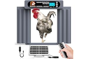 GROPOW Automatic Chicken Coop Door, Anti-Pinch Protection, Extra Large Size, Programmable Timer & Light Sensor Modes, LCD Display, Solar Powered Auto Chicken Door Opener with Remote Control