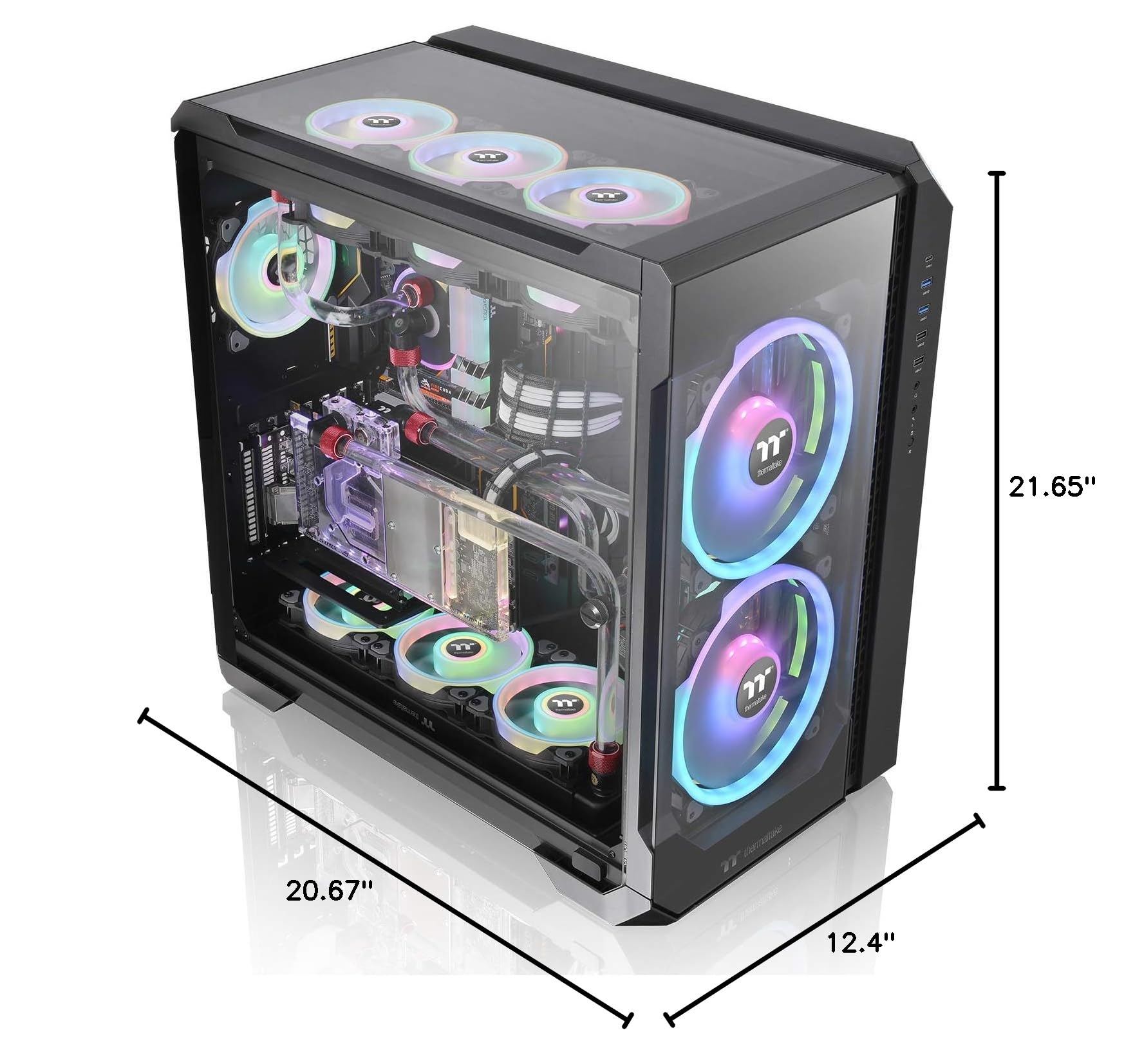 Thermaltake View 51 Motherboard Sync ARGB E-ATX Full Tower Gaming Computer Case with 2 200mm ARGB 5V Motherboard Sync RGB Fans + 140mm Black Rear Fan Pre-Installed CA-1Q6-00M1WN-00