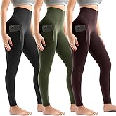 Leggings with Pockets for Women 3 Pack, High Waist Womens Leggings
