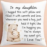 HERHOME to My Daughter Throw Pillow Cover, Soft Hug Daughter Christmas Birthday Gifts from Mom Dad, Cute Cushion Case 18x18 Inch Gifts for Girls, I Love You
