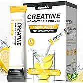 AlphaHerb Creatine Monohydrate Powder – Creapure® German-Sourced, Lemon Flavour, 30 Stick Creatine Packs, 5000mg Each | No Sugar, No Fillers, Gluten-Free