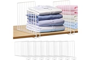 Fineonly 8 Pack Shelf Dividers for Closet Organization Metal Closet Shelf Divider Set Shelf Divider Closet Shelf Organizer Towel Shelf Divider for Wooden or Vertical Shelve Storage Organization