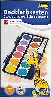 Idena 22061 Deckfarbkasten mit 12 Farben und 1 Tube Deckweiß, ideal für Kindergarten, Schule und zu Hause