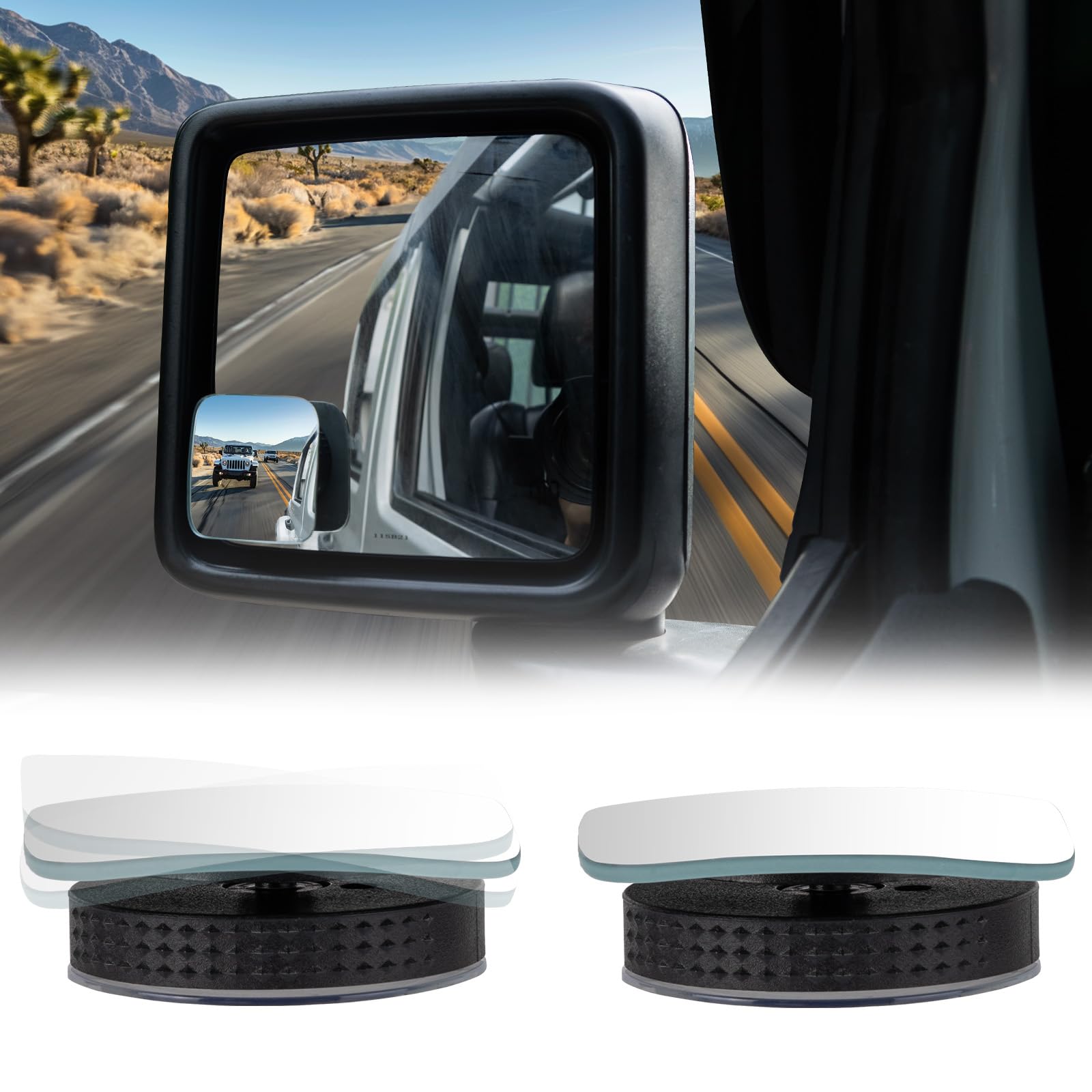 Photo 1 of JOYTUTUS Blind Spot Mirrors 2 Pack for Truck Car Side Mirrors Blindspot Mirrors Extended View Blind Spot Convex Mirrors Improved Traffic Safety