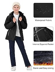MoFiz Girls Ski Jacket Waterproof Fleece Lined