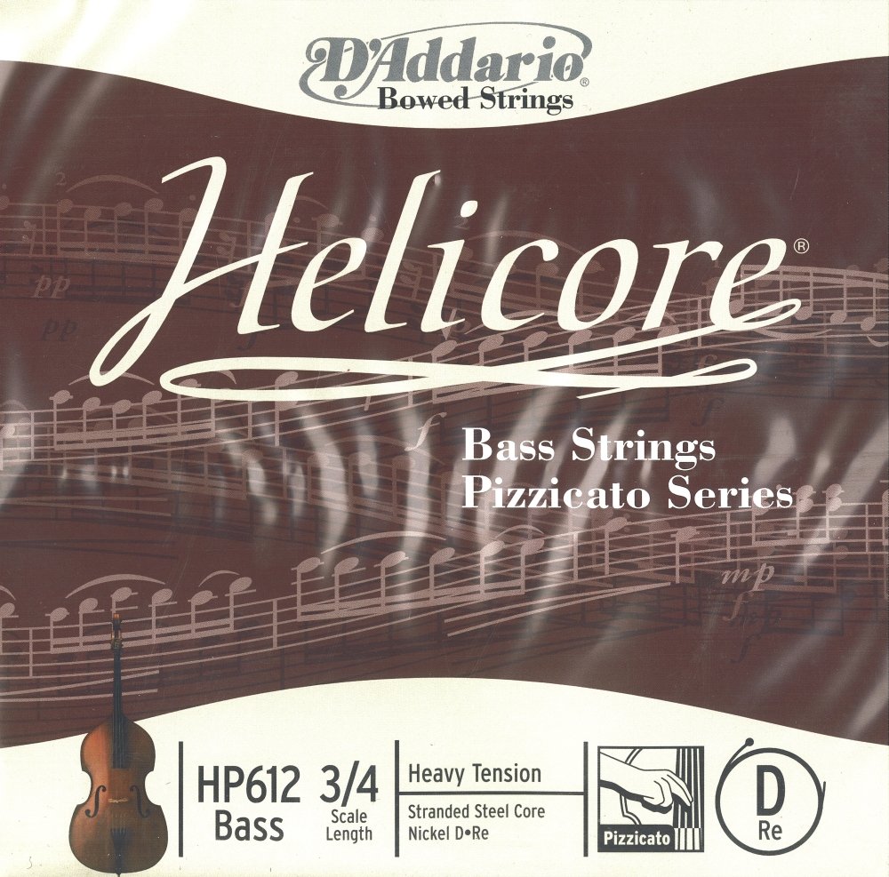 D'Addario Helicore Pizzicato Bass Single D String, 3/4 Scale, Heavy Tension