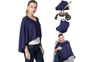 Nursing Cover & Baby Nursing Poncho,Multi Use Breastfeeding Cover for CarSeat Canopy, High Seat Cover, Stroller Cover, Shopping Cart Cover,Nursing Scarf for Boy and Girl by Kefee Kol (Blue)
