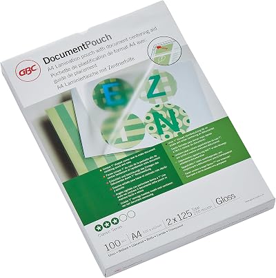 GBC A4 2x125 Micron Gloss Laminating Pouches Pack of 100