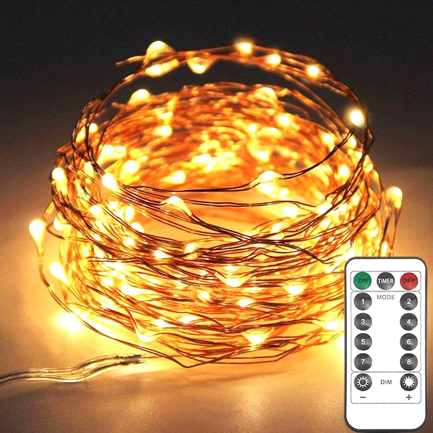 Twinkle Star Fairy Lights, 20m 200 LED USB Plug in Copper Wire String Lights with Remote/8 Modes/Timer, Christmas Lights for Outdoor/Indoor Lighting, Bedroom, Xmas Tree Decoration, Warm White