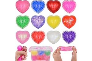 Eavotoy 12 Pack Valentines Hearts Stress Balls Squishy Toys Squeeze Ball Toys for Birthday School Classroom Valentines Day Card Prizes Party Favors Gifts