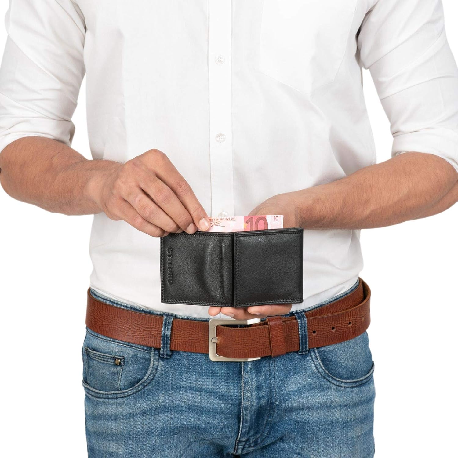 STILORD "Cody" Coin Purse Leather with Banknote Compartment for Men Women Leather Change Wallet Small Money Pouch in Genuine Leather Colour:Black - Image 3