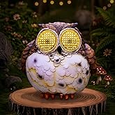 QeemTaco Solar Garden Owl Statue with Moving LED Eyes, Owls Figurine Outdoor Decorations Sculpture for Patio, Yard, Lawn, Porch, Home Ornament, Christmas Housewarming Gifts for Women Mom