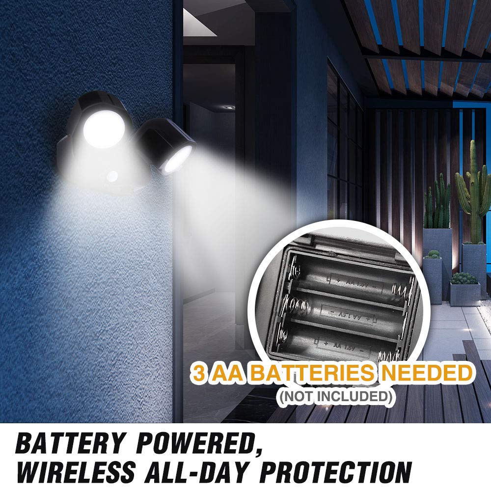 Outdoor-Motion-Sensor-Security-Light Wireless COB Battery Powered Outdoor Lights IP44 Waterproof Adjustable Outdoor Flood Light for Garage Porch Barn Patio Backyard