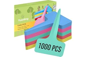 Plant Labels 1000 Pcs Yuanling T-Type Plastic Garden Tags Waterproof Plant Sign Stakes Nursery Garden Makers for Seedlings Flower Vegetables Herb Potted Belt Permanet Marker Pen (5 Colors)