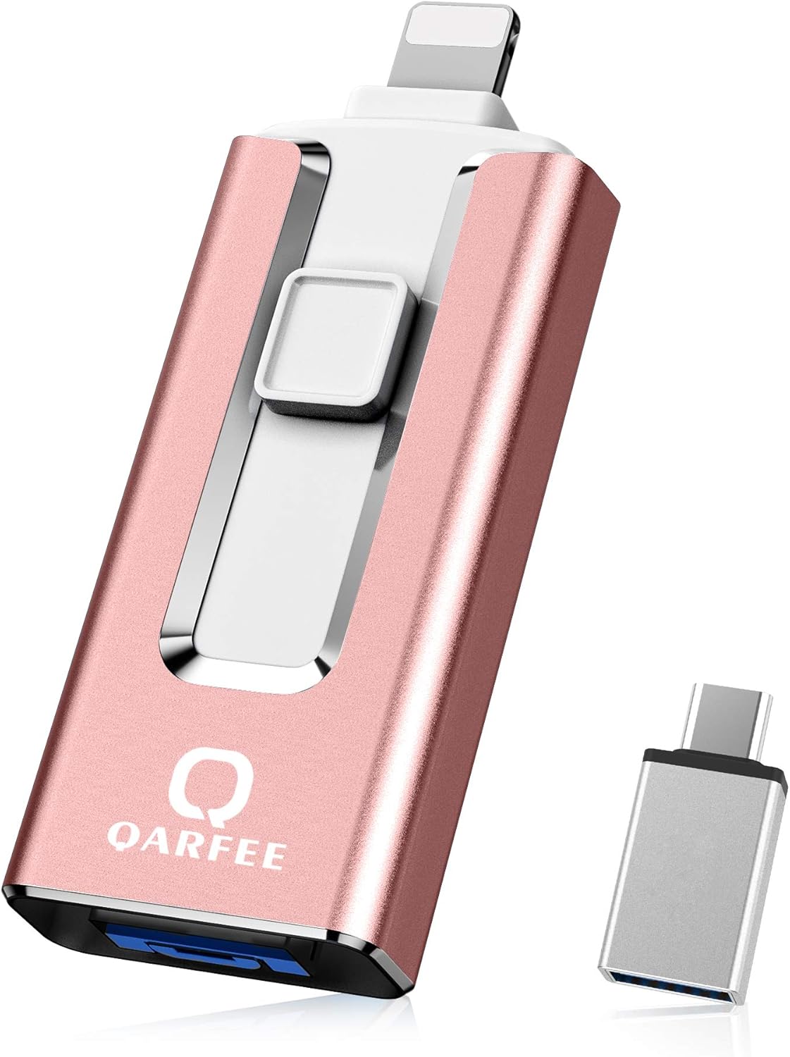 Qarfee Memoria USB para iPhone 128GB Pendrive USB 3.0 sin App 4 en 1