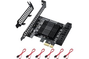 MZHOU PCIe SATA Card 6 Port, 6Gbps SATA 3.0 PCIe Card，Support 6 SATA 3.0 Devices, with 6 SATA Cables &SATA Power Splitter Cab