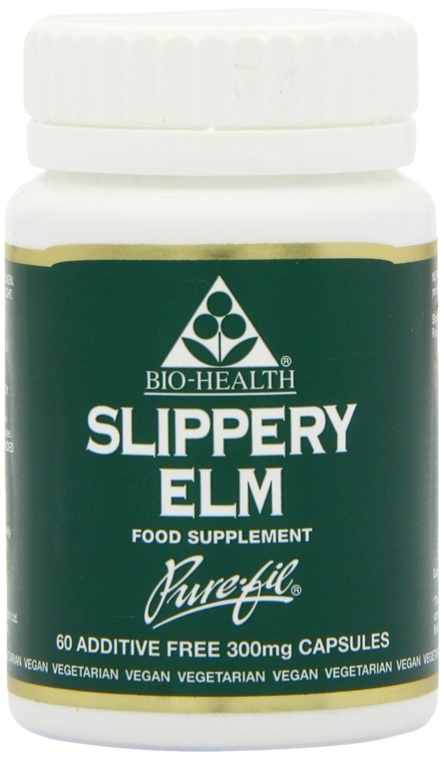 Bio-Health Slippery Elm 300mg Pure Powdered Bark Food Supplement for General Health, Soothes Digestive Issues, Coughs and Sore Throats, Additive Free 60 Capsules