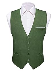 Barry.Wang Mens Sage Green Vest Formal/Business
