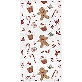 Christmas Gingerbread Mans Hand Towel Ultra Soft Highly Absorbent Candy Canes Bath Towels Kitchen Fingertip Towel Guest Towel Hand Towels for Bathroom, Hotel, Gym and Spa (16 x 30 in, White)