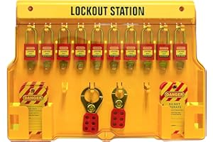 Wisamic Lockout Tagout Station with Cover, Includes 10 Key Different Padlocks, 2 Lockout Hasps, 24 Lockout Tags, 15-1/2 x 22 x 1-3/5 inch