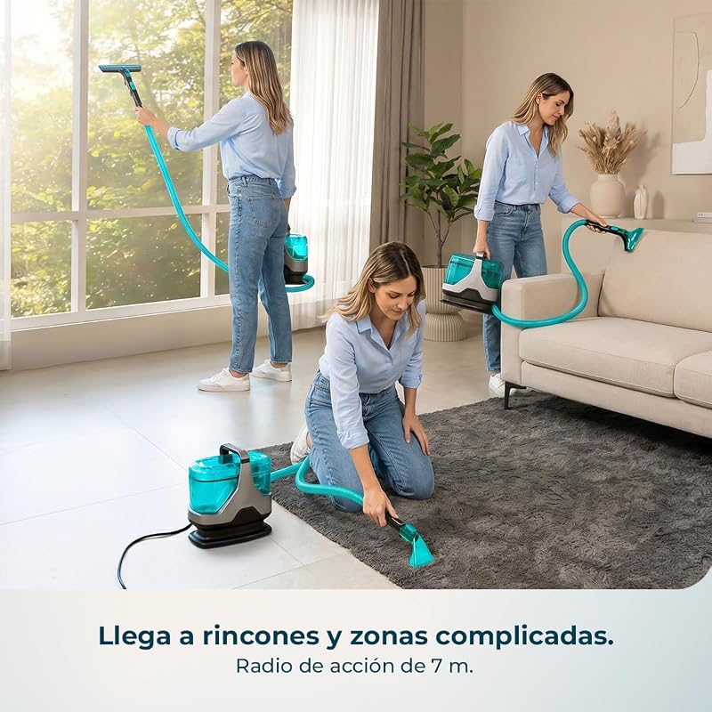 Aspirador de estofos e carpetes com fio Conga 6000 Carpet & Spot Clean XXL Neo. 600W, 15kPa, Spray, Aspirar e Limpar, Tanque de Água Limpa 1300ml, Raio de Ação 7m