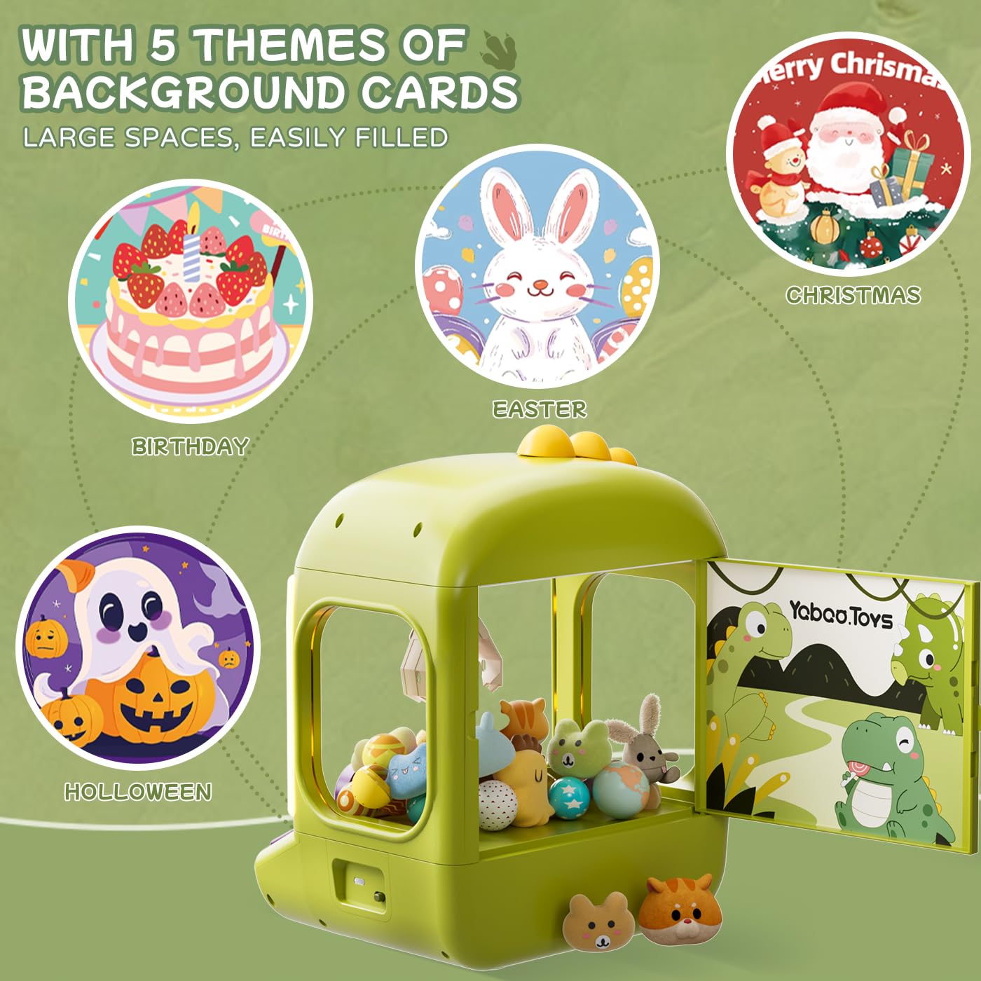 Vanvimen 64 PCS Large Claw Machine for Kids Dinosaur,Vending Machine Toys with Sound Lights,Candy and Prize Electronic Dispenser Game Ages 3-4 4-8,Birthday Party Gift for 3 4 5 6 Year Old Boys Girls