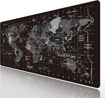 HGWALP Large Gaming Mouse Pad Black World Map 31.5 x 11.8 Inch Anti-Slip