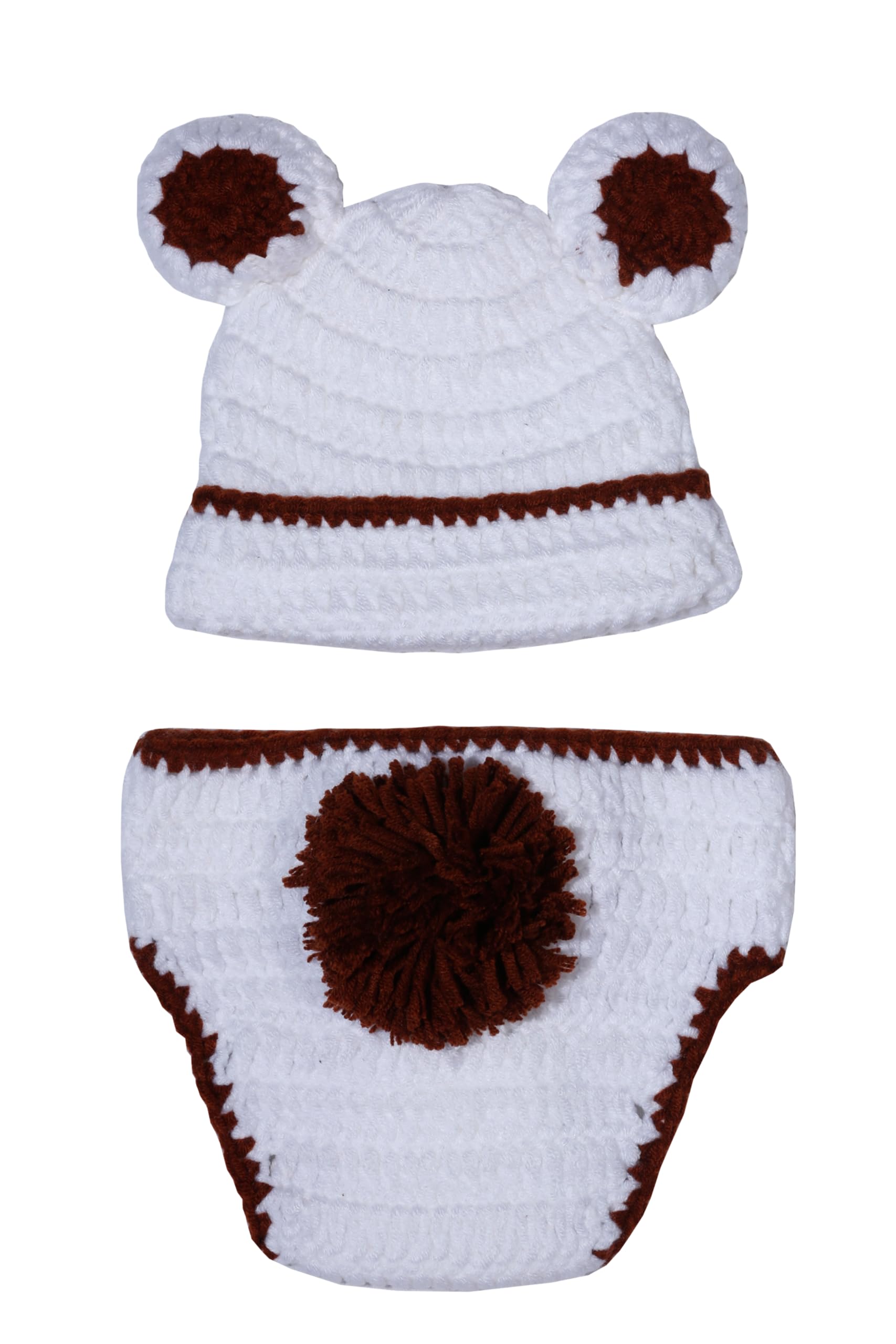 Dtailz newborn photography props baby photoshoot outfits girl boy funny costume knitted chrochet (Bear)