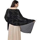 Hercicy 1 Pcs Womens Rhinestones Shawls Evening Dresses Wraps Sheer Chiffon Elegant Soft Silky Sparkly Wedding Bridal Scarf